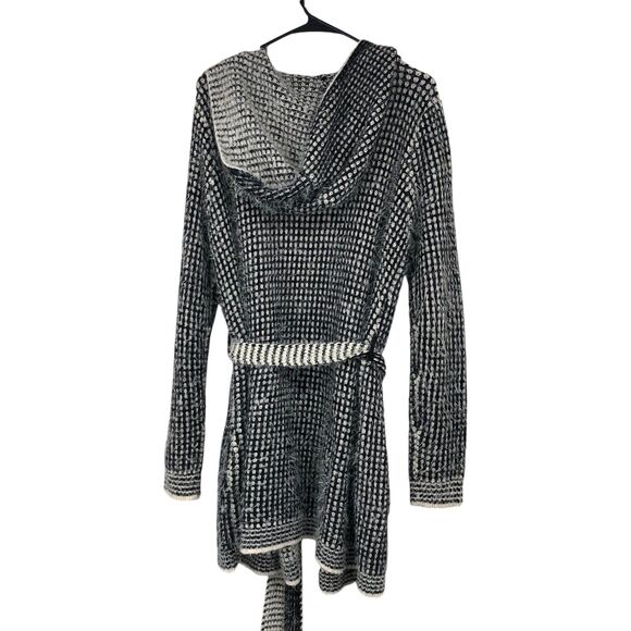 Neiman Marcus Cardigan Open Front, Belted Sweater Hoodie, Eyelash Fabric, sz  L - Picture 7 of 10